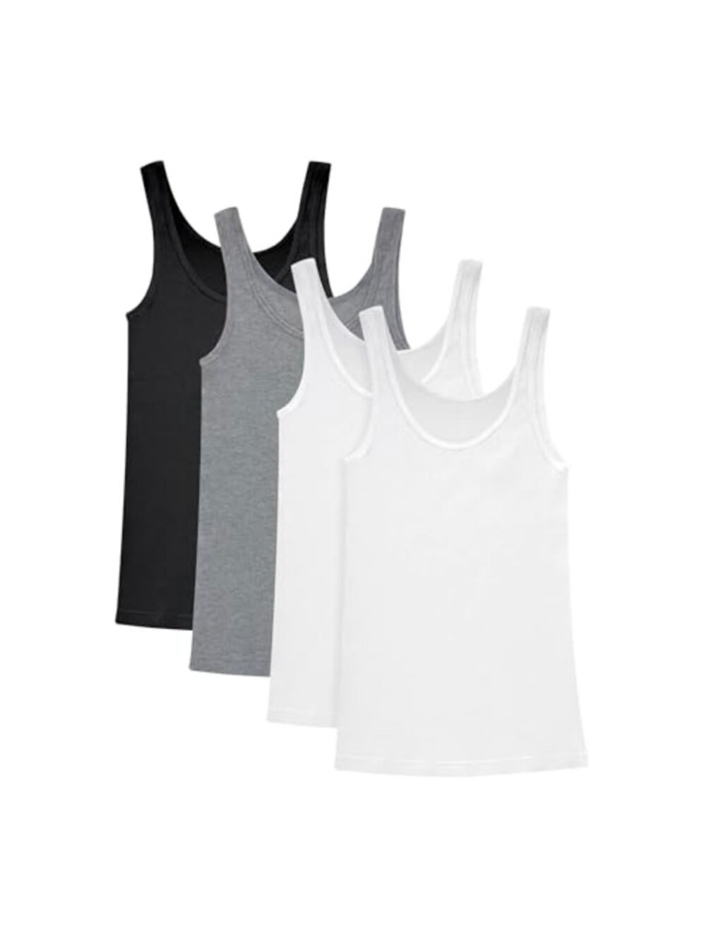Women's Ribbed Cotton Tank Tops 4 Pack Scoop Neck Sleeveless Layering